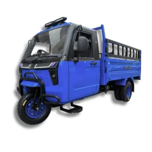 Motocarguero con timon de auto de la marca yansumi con motor 400cc en color azul